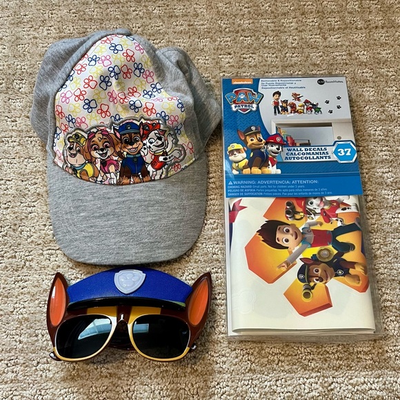 Paw Patrol bundle of Toddler hat, Chase sunglasses & 37 new in box wall decals - Picture 1 of 9